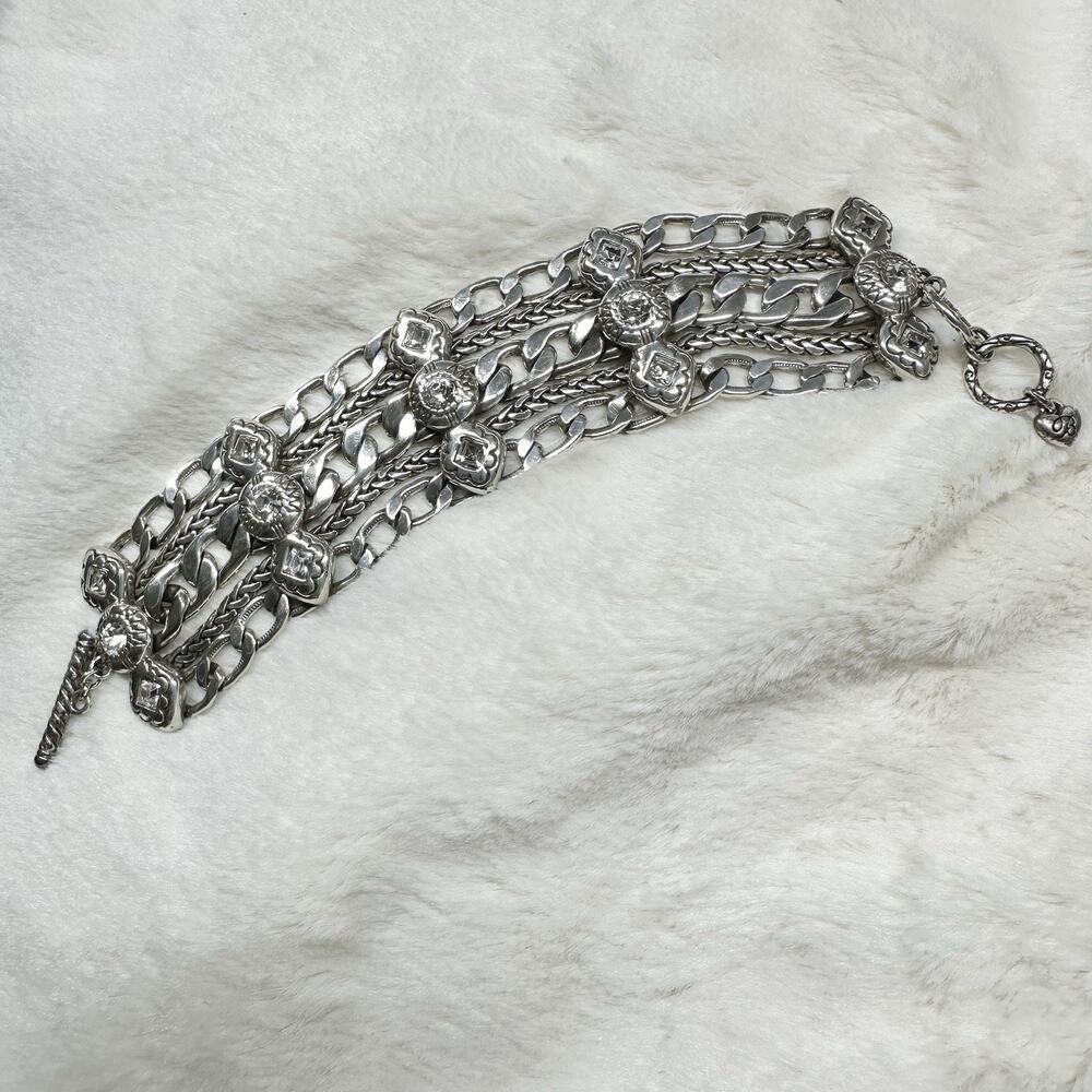 Brighton Silver Tone 5 Strand Toggle Bracelet 86g Thick